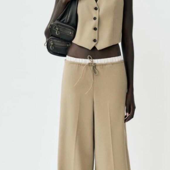 Zara Wide Leg Double Waist Pant/Trousers NWT Size S - Picture 6 of 6